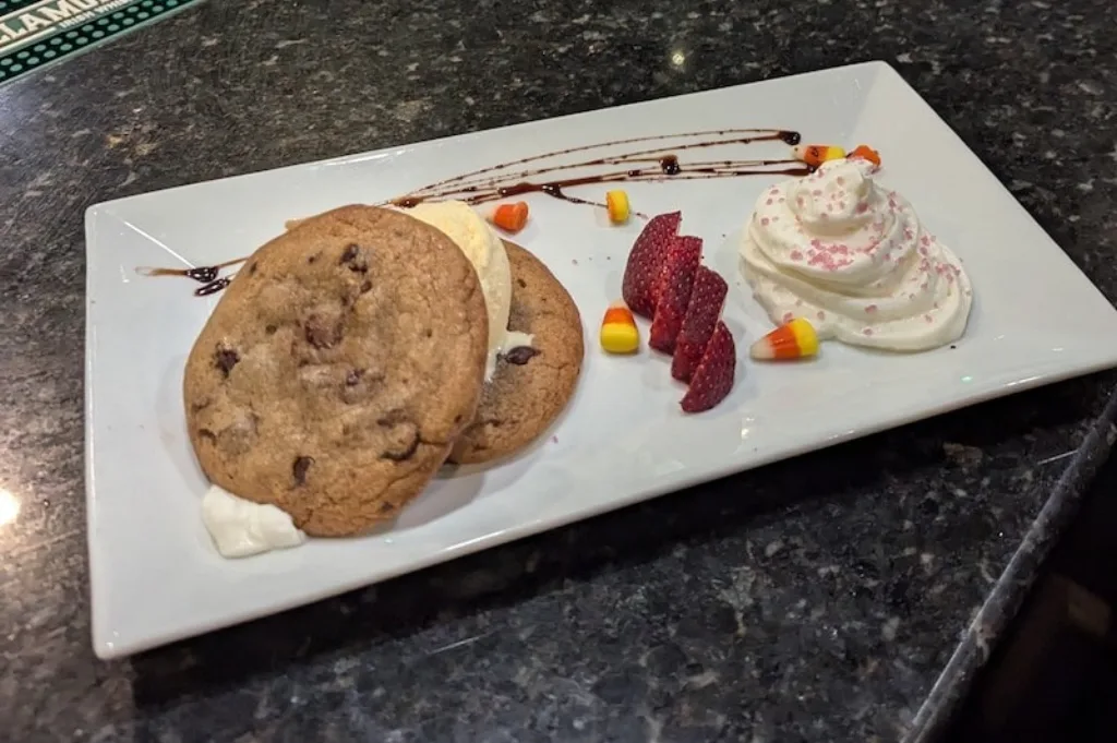 Ice cream cookie sandwich dessert, a favorite for kids and adults at Longley's.