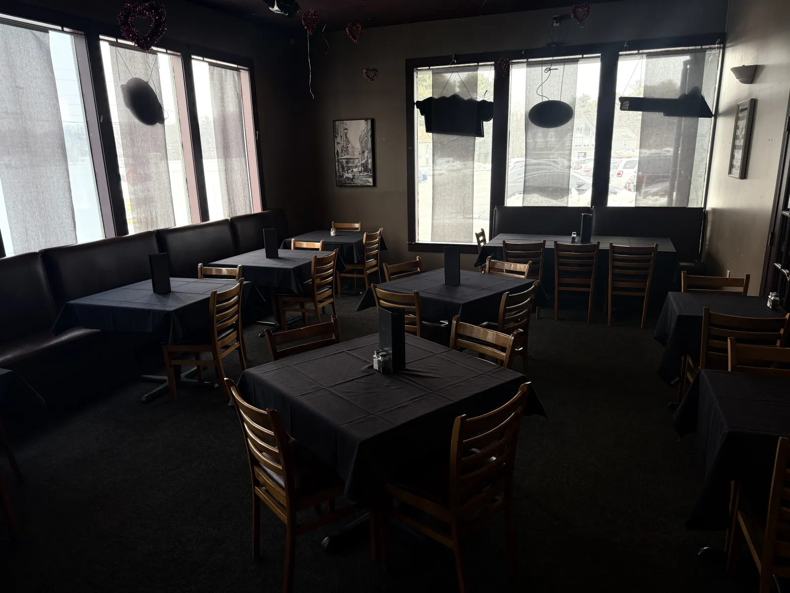 Booth seating in the main dining room at Longley's.
