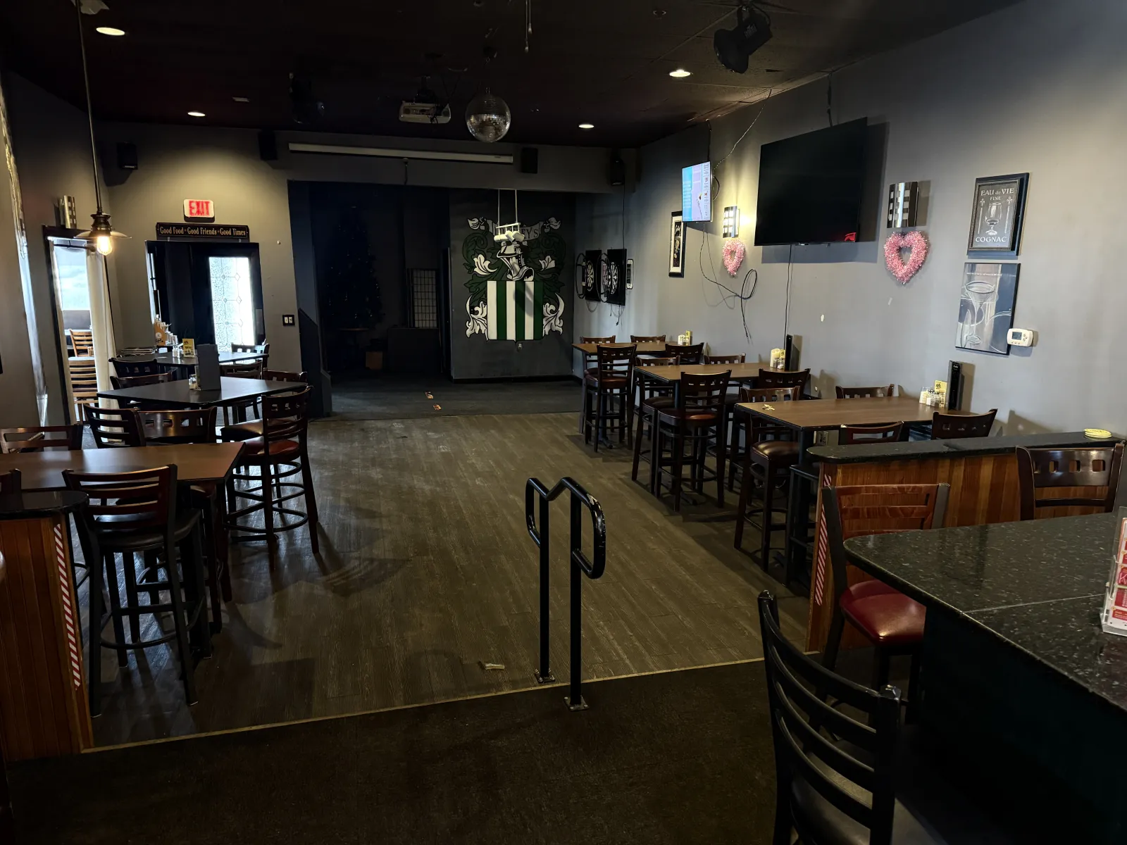 Private event room with dance floor at Longley's - available for private parties.