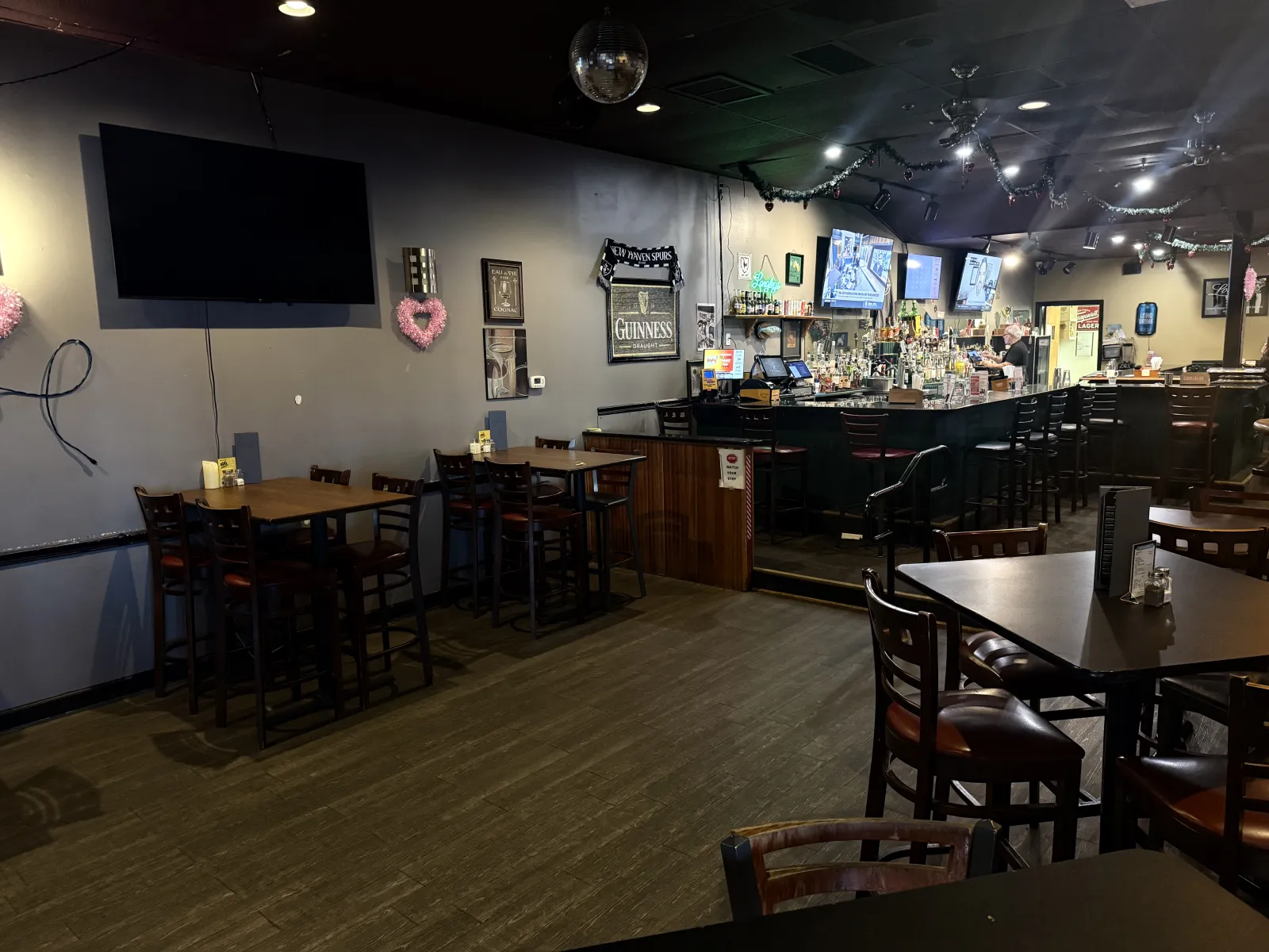 Bar and dining room interior at Longley's Restaurant in Branford.