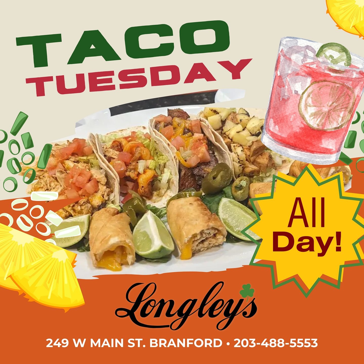 Taco Tuesday specials at Longley's Branford